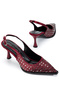 Black Stone Detailed Women's Evening Dress Heeled Shoes - 2