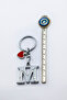 Red Metal Heart Silver Color Metal Letter m Keychain / Small Bag Ornament - 3