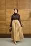 Women's Elastic Waist Crinkle Detail Skirt Mink