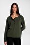 Khaki Faded Effect Flared Long Sleeve Tshirt - 3