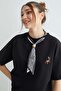 Scarf Detailed Crew Neck Embroidered Oversized T-shirt - 2