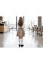 Ecru Inner Lace-Trimmed Faux Leather Salopet Skirt Suit - 4