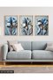 Textured Appearance Blue Flower 3 Piece Wooden Framed Painting Act - 3