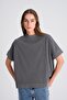 Anthracite Washed Mock Neck Oversized Tshirt