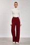 Burgundy High Waist Wide Leg Knitwear Trousers