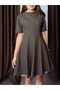 Women's Pleated Detailed Flared Mini Dress - 4
