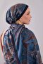 Navy Blue Geometric Pattern Moos Chrep Shawl - 4