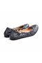 Navy Blue Genuine Leather Women's Comfortable Ballerinas with Elastic Drawstring at the Toe - 3
