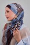وشاح قطني منقوش بنمط الفهد باللون الأزرق الفاتح - 2