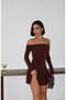 Women's Brown Madonna Collar Mini Dress Yel221798 - 4