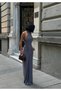 Women's Gray Gathered Halter Neck Maxi Dress Yel221754 - 4