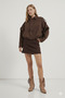 New Season Women's Brown Suede Effect Bomber Jacket – Oversized , Casual & Trendy Model - 4