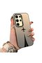 Samsung Galaxy S24 Ultra Compatible Hard Acrylic Back Silicone Edge Lens Protection Case Simple Plane Pattern