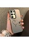 Samsung Galaxy S24 Ultra Compatible Hard Acrylic Back Silicone Edge Lens Protection Case Heart Pattern - 4
