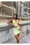 Women's Yellow Tulle Detailed Backless Blouse-Skirt Set Yel221734 - 3