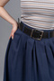 Women's Winter Navy Blue Belted Elastic Waist Maxi Long Skirt Stylish Daily Comfortable 6856 - 2