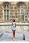 Women's Blue Tulle Detailed Backless Blouse-Skirt Set Yel221734 - 4