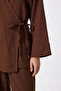 Linen Kimono Set with Tie Detail Lzh0020 Brown - 4