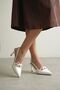 Women's Sinco Bow Heeled Shoes - White-Patent Leather