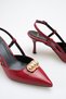 Women's Buckle Detailed Heeled Shoes Burgundy Yanki - 4