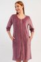 Women's Velvet Fabric Zippered Capri Sleeve Home Dress Nightgown C5T1N0705