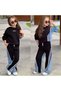 Perfect Striped Wide Leg Jeans Detailed Girls' Set - 4