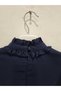 Girl's Ruffled New Season Navy Blue Blouse with Elastic Waist - 4