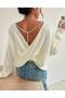 PEARL CHAIN DETAIL OPEN BACK KNIT SWEATER - 5