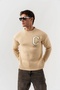 C Letter Crew Neck Knit Sweater
