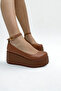 Tan Skin Wedge Heel Shoes (V4211) - 7