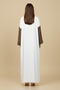 Luxury White Brown 2 Piece Abaya Set With Inner Leaf Embroidery Modern Modest Wear Women Dress - 6