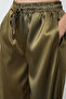 Women's Khaki Silky Satin Stretchy Straight Palazzo Pants - 4