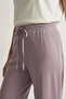 100% Cotton Single Jersey Compact Combed Cotton Fabric Women's Pajama Bottoms Loose Fit Lilac Wide Leg Drawstring Anti-Sweat Bottoms Without Pockets Breathable - 3