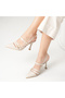 Comfortable Evening Dress Shoes with Heels, Buckles and Stones, Classic Shoes - 8