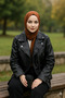 New Season Oversized Women's Black Biker Leather Jacket – Black & White Style, Zippered Trend Model - 2