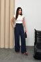 High Waist Wide Leg Trousers with Internal Elastic and Grass Detail 8908