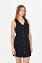 Linen Dress with Shirt Collar - 3