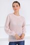 Pink Wool Blend Lace-Like Knit Knitted Women's Sweater - 2