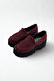 Burgundy Suede Thick Sole Loafers P9090 - 4