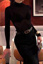Women’s Black Cashmere Ultra Lightweight Turtleneck Blouse - 6