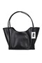 Black Faux Leather Snap Closure Hand, Arm and Shoulder Bag - 2