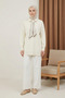 Scarf Polo Collar Knitwear Tunic - Cream - 2