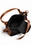 Mini Fabric Black, Tan Leather Detailed, Gold Color Accessories, Strap Women's Hand and Shoulder Bag - 5