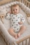 100% Cotton Unisex Long Sleeve Penguin Patterned Snap Fastener Newborn Baby Bodysuit 0-9 Months - 3