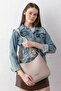 Mila Charmlı Large Size Soft Leather-Look Large Volume Stone Women's Shoulder Bag Pbu3207 - 3