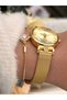 Women's Golden Yellow Steel Mesh Cord, White Dial Lover's Gift Female Wristwatch - 5