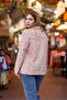 Cream Color Daisy Patterned Flannel Shirt with Button Detail - 4