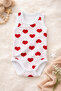 100% Cotton, Snap Fasteners at the Bottom, Zero Sleeve, Heart Patterned Newborn Baby Bodysuit, 0-9 Months - 4