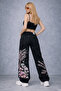 Night Blossom Embroidered Wide Leg Jean - 5