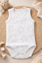 100% Cotton, Snap Fasteners at the Bottom, Zero Sleeve Teddy Bear Patterned Newborn Baby Bodysuit 0-9 Months - 3